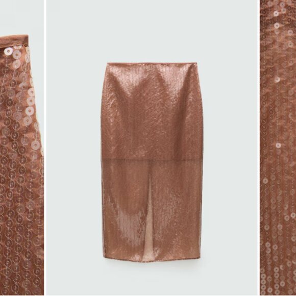 Mango Sequin midi skirt Size L - Picture 7 of 8